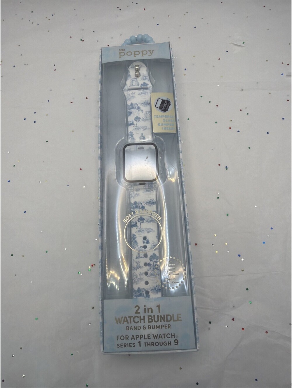 XO Poppy Blue Toile Apple Watch Band & Bumper Bundle 38mm 40mm 41mm NEW